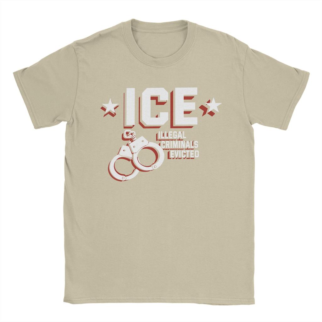 Mens TShirt ICE Illegal Criminals Evicted Novelty 100 Cotton Tee Shirt Short Sleeve T Shirts Round Neck Clothes Graphic