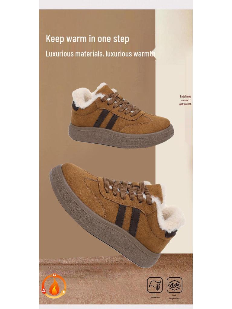 Women's 2025 Winter Retro Fleece-Lined Thick-Soled Ankle Skate Trainer Boots