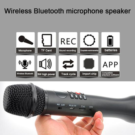 3-in-1 Bluetooth-kompatibler Lautsprecher Handliches Kabelloses Karaoke-Gesangs-Aufnahme-Mikrofon