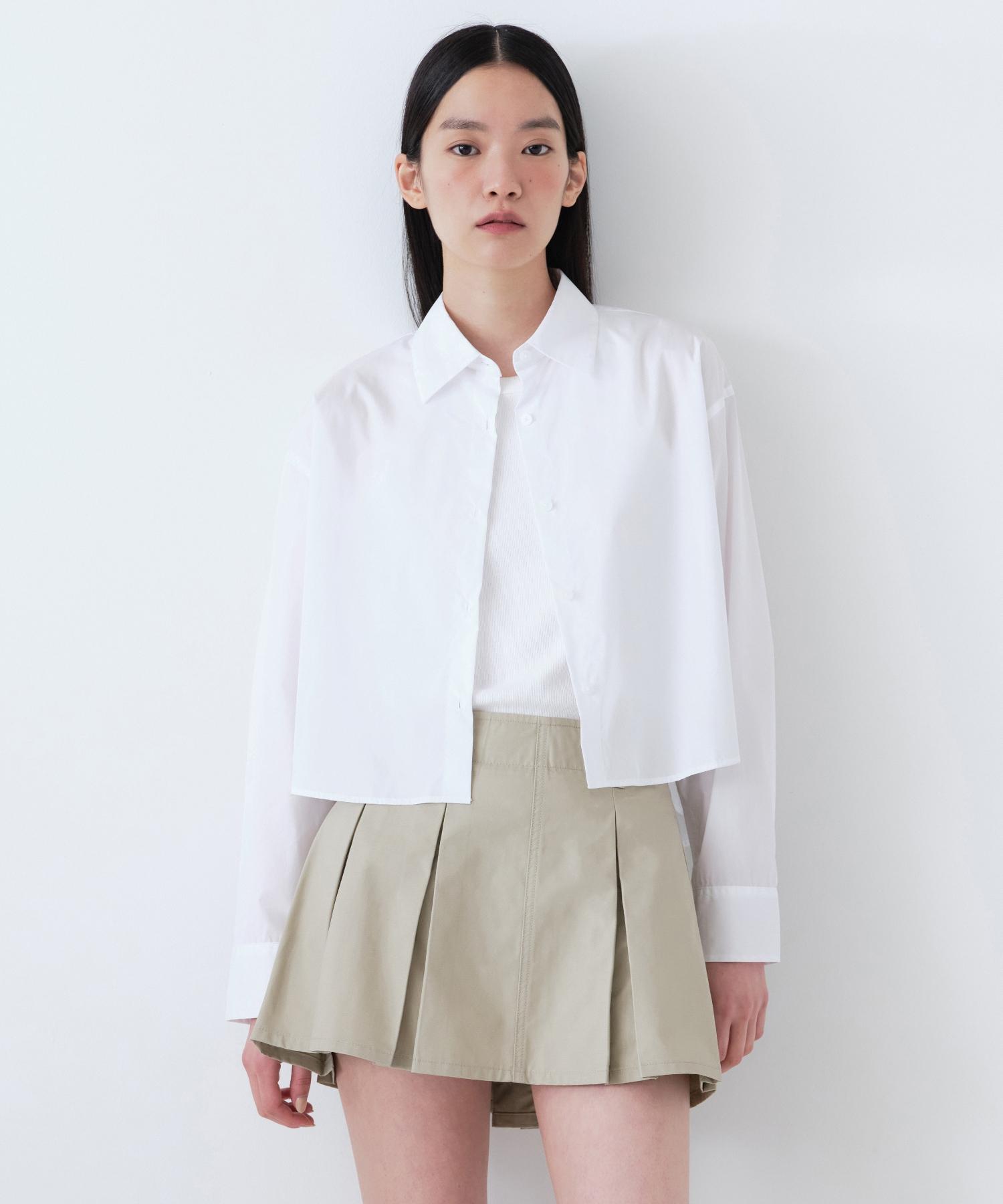 Musinsa Standard Woman Women S Cotton Nylon Oversized Crop Shirt [White] White/L