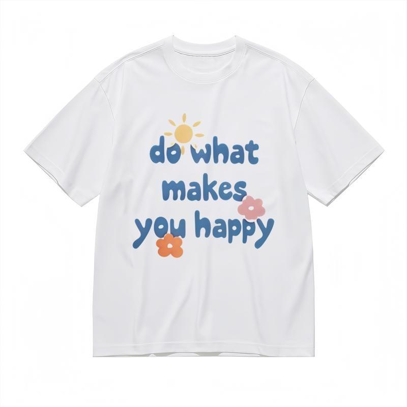 

Women s Comfy Classic T-Shirt With Do What You Makes Happy Graphic Cotton Tee 4XL