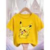 Süßes Pikachu Mode T-Shirt 3-14J Jungen Mädchen Sommer Kawaii Street Heiß Cartoon Lässig Rundhalsausschnitt Kinder
