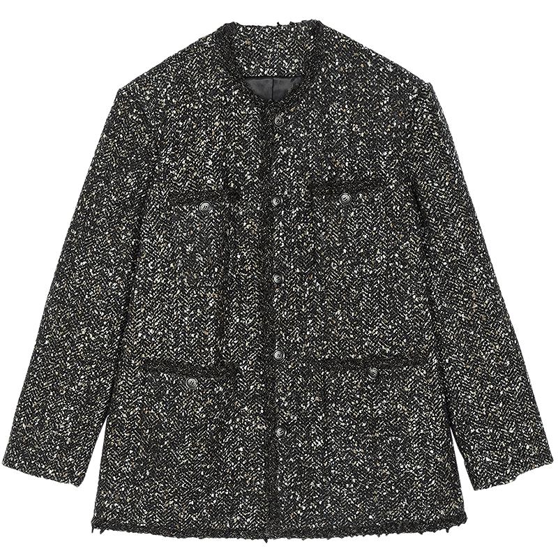 JNBY Loose Fit Collarless Wool Blend Coat