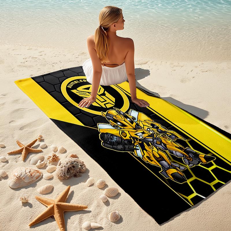 Beach Towel with Bumblebee and Optimus Prime3 Pattern - soft,absorbent,machine washable Lightweight&Modern,swimming,Travel Essentials