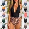 European & American Women's Sexy One-Piece Backless Halter Swimsuit with Tummy Control