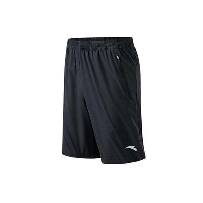 Solid Color Logo Print Elastic Waist Straight Leg Sport Shorts Men Bottoms Black 952327503-4