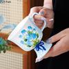 Enamel Rose Relief Cup&saucer Porcelain Coffee Mug Dining Table Flower Decorative Mugs Afternoon Tea Teacup Fruits Juice Cup