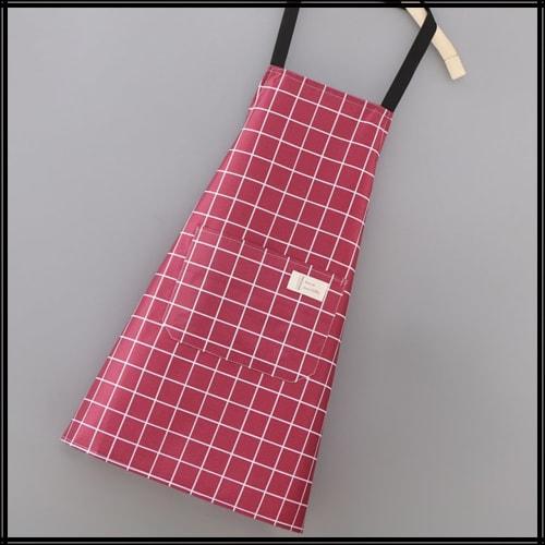 White Fang Plaid Apron with Pockets, Neck Strap, for Cafes, Cooking Classes, Men's and Women's, EP002 (Blue)