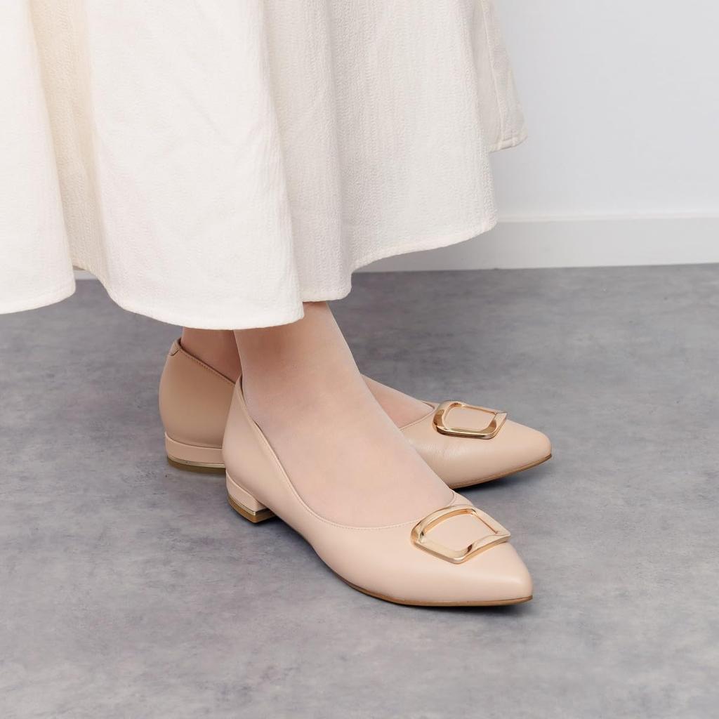 Himiko (Himiko) HIMIKO / Buckle Design Low Heel Pumps / 631151 Beige 220