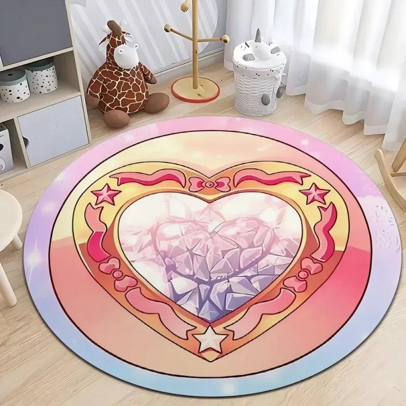 Sailor Moon Pink Print Round Girl Bedroom Carpet Living Room Non Slip Floor Mat Sofa Tea Table Rug Home Girl Room Carpet