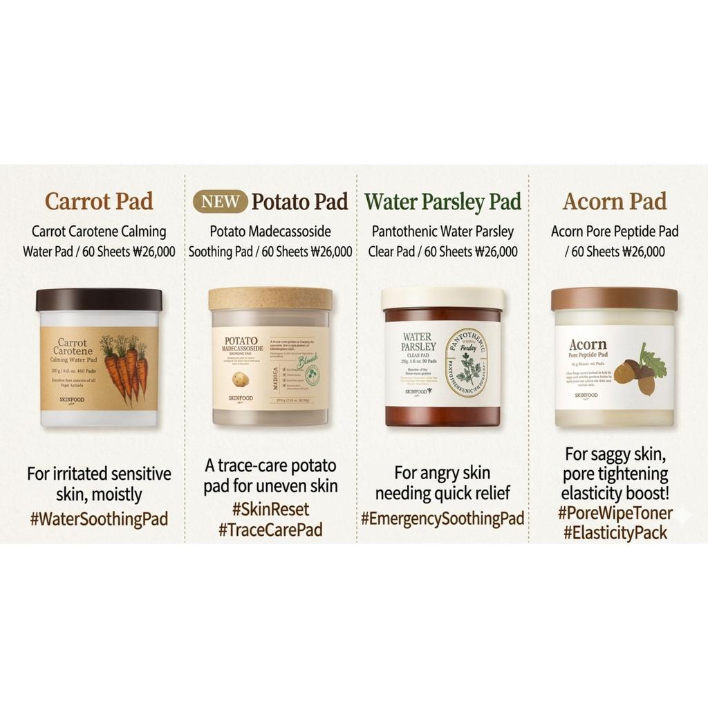 SKINFOOD Acorn Pore Peptide Pad 60 sheets