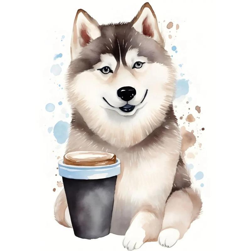 

Мультяшные Смешные Животные Пьют Кофе Постер Акварельный Пес Панда Слон Принт Холст Печать Настенное Искусство Картина для Декора Кафе 21cm×30cm NoFrame