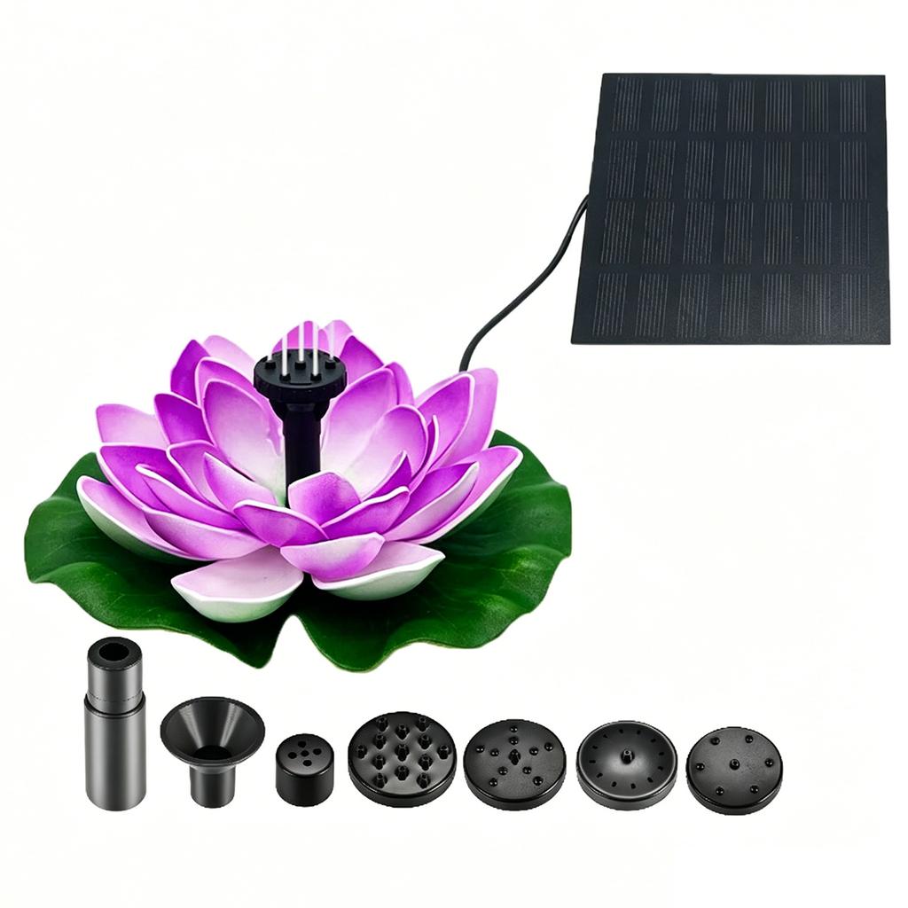 Solar Powered Outdoor Water Fountain Multi-Use Floating Lotus Fountain Pump Kit for Outdoor Features Ponds Home Cloudy Daily Use
