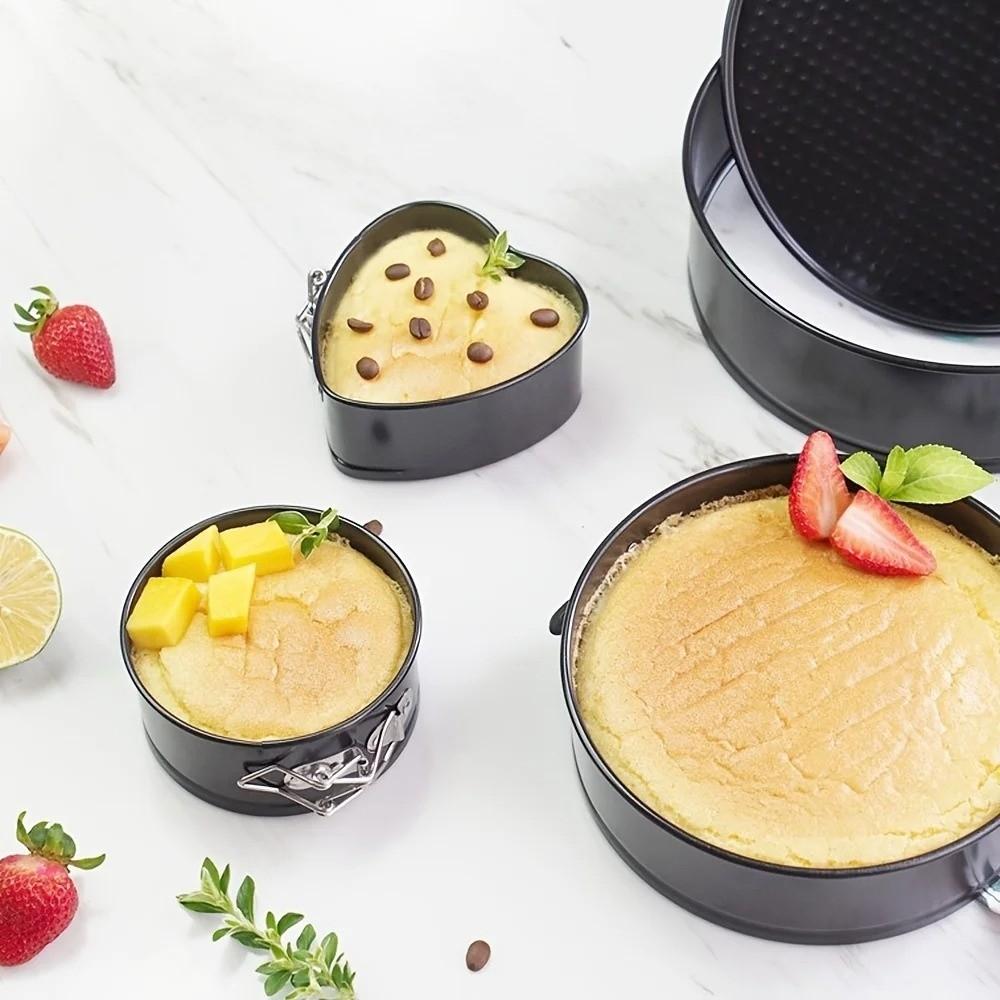 3pcs/set Non-Stick Surface Carbon Steel Bake Pan Removable Bottom Baking Mould Set Baking Tools