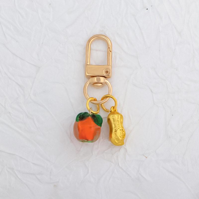 Peanut & Persimmon Fruit Pendant Keychain – Exquisite Ruyi Bag Charm Ornament