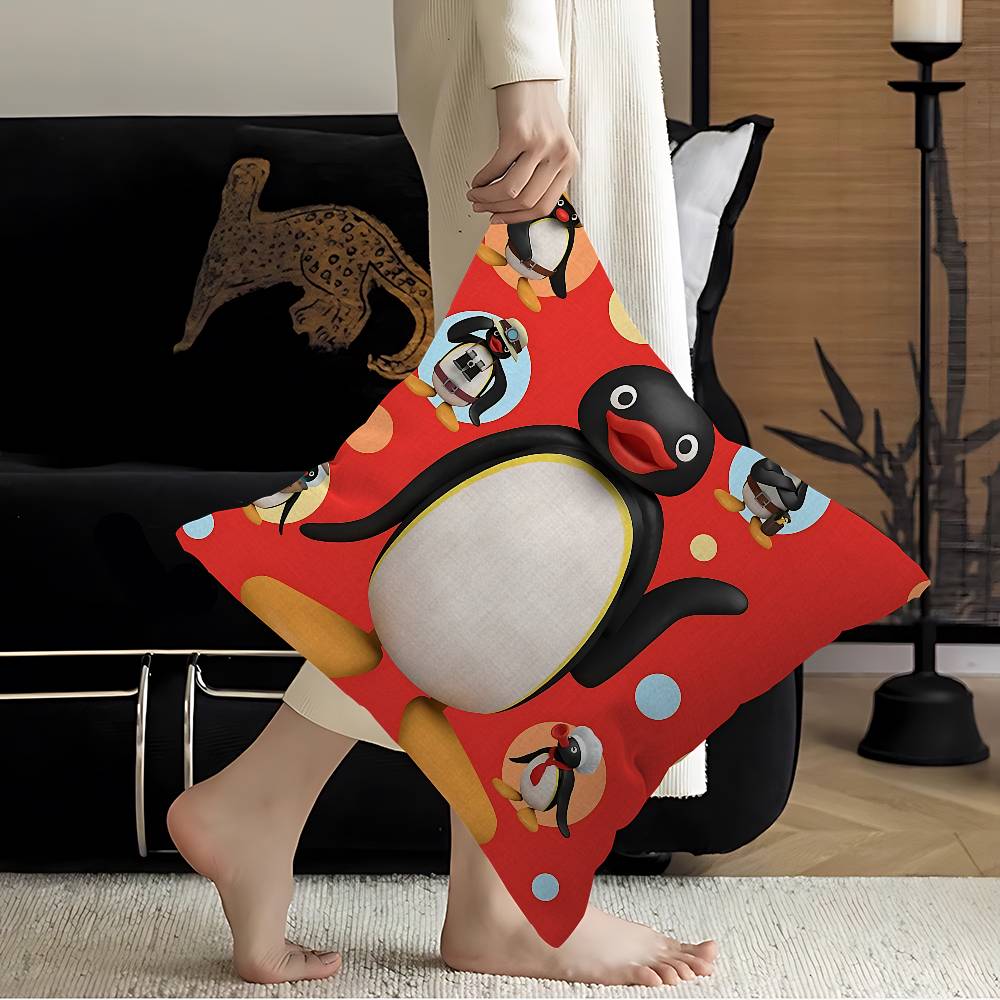 Cartoon Cute Pingu Penguin Anime Cushion Cover Inches Farmhouse Decor Home Throw Pillow Covers For Couch Decorations