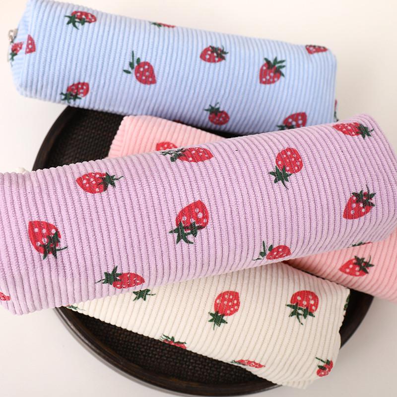 Style Corduroy Pencil Case For Girls Large Capacity Stationery Organizer Storage Bag