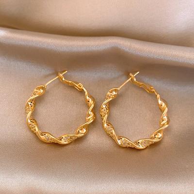 Zircon Twisted Earrings Simple Light Luxury Design Earrings Fashion Personality Temperament Earrings