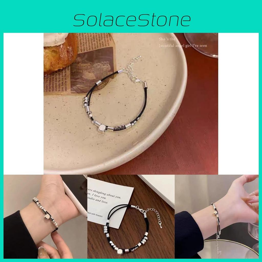 Unique Geometric Silver Square Leather Bracelet For Men And Women 2024 Summer