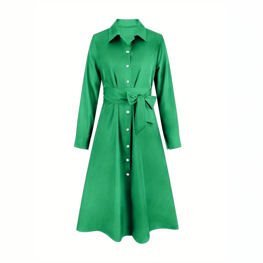 Damen neuer europäischer und amerikanischer Ganzjahres-Strickjacke Patchwork Baumwolle Unifarben Temperament Pendler Mittel- und Langkleid Damen