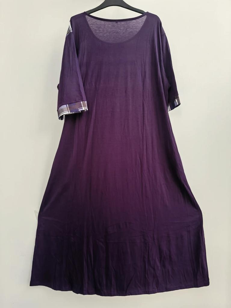 Office Lady Elegant Maxi Dresses For Women 2025 Contrast Colors O Neck Plaid Patchwork Banquet Long Dress Set Party Vestidos