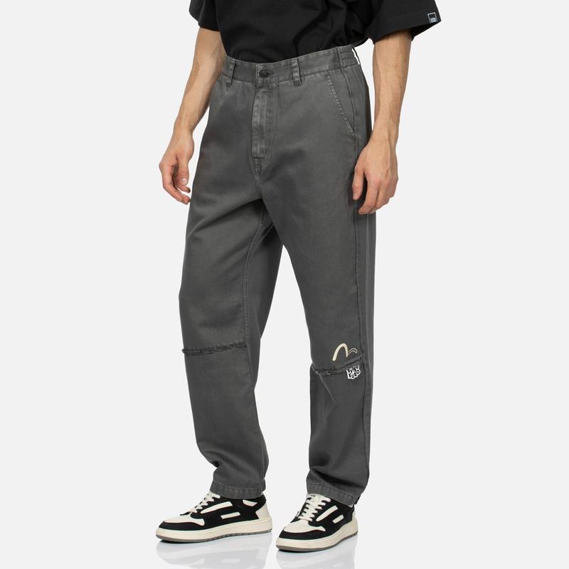 Fukushin Evisu Fabric Splicing Fashion Style Sports Casual Pants Men pants 2ESGNM4SP5237FFCT