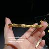 Vintage Bamboo Segment CZ Stone Open Bangle Bracelet Women Retro French Style Stacked Layering Jewelry