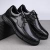 Men's Spring Low-Top Leather Lace-up Casual Shoes - Round Toe & Flat Sole