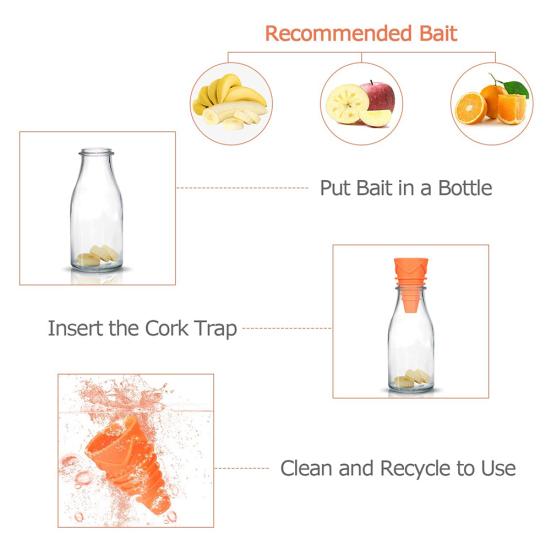 4/6/8Pcs Outdoor Indoor Kithchen Silicone Reusable Fruit Fly Traps Catcher Tool