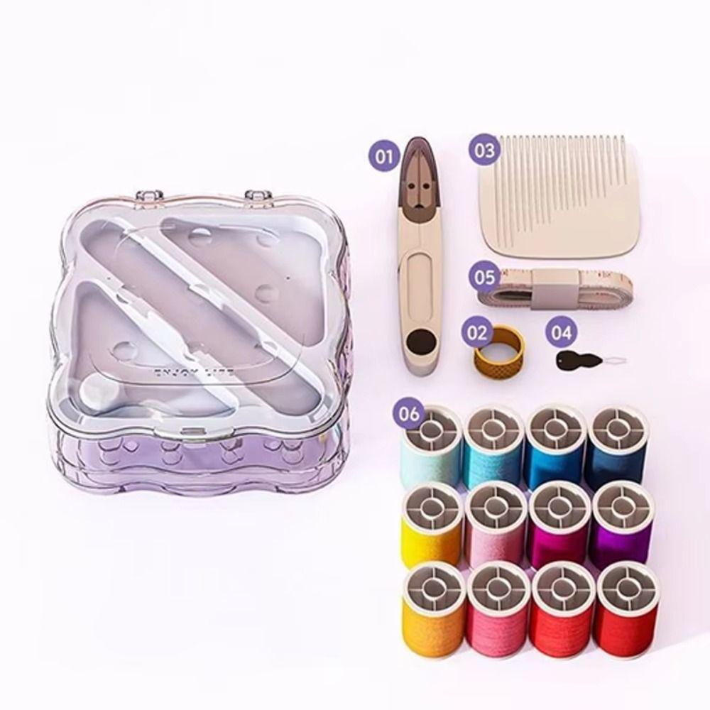 Portable Mini Sewing Box Set Partitioned Magnetic Needle Thread Box Home Sewing Box  Office