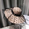Celebrity style temperament polka dot mesh M straw hat children summer vacation beach hat personalized big brim sun hat cool hat