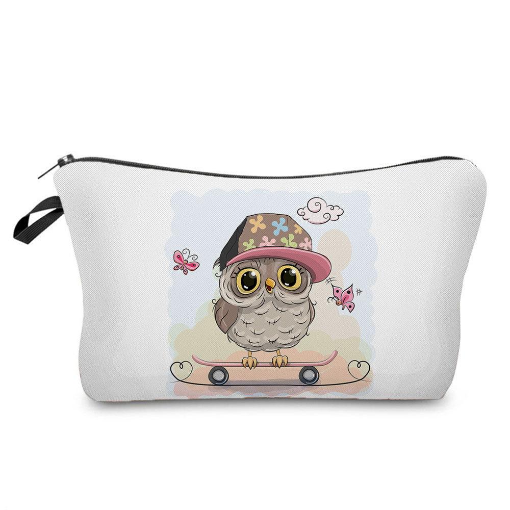 Women Owl Print Cosmetic Bag Toiletries Organize Travel Storage Case 6697