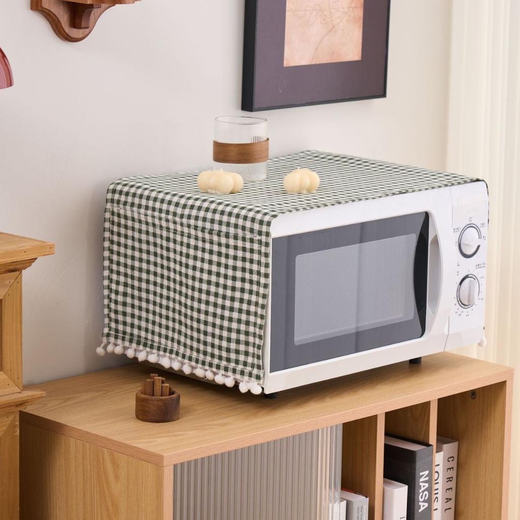 Polyester Cotton Plaid Microwave Dust Cover Single Door Refrigerator Cover Double Door Refrigerator Drum Washing Machine Cover