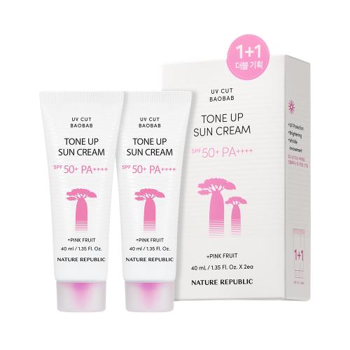 [Nature Republic] UV Cut Baobab Tone Up Sun Cream SPF50+ PA++++ (2-Pack)