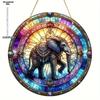 Vintage, Vibrant 2D Elephant Acrylic Circular Catcher, Animal Themed, Novelty Home Decor, Perfect Durable for Bedroom
