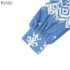 ZANZEA Dames Casual Ronde Hals Lange Mouwen Losse Print Jurk