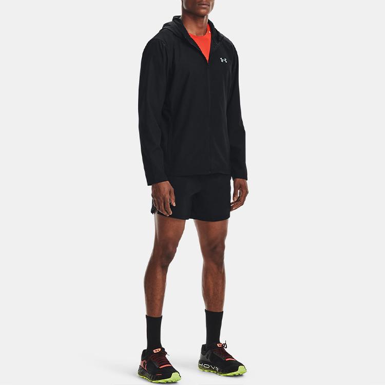 Under Armour Solid Color Running Hooded Jacket Men Outerwear Black 1365620-001