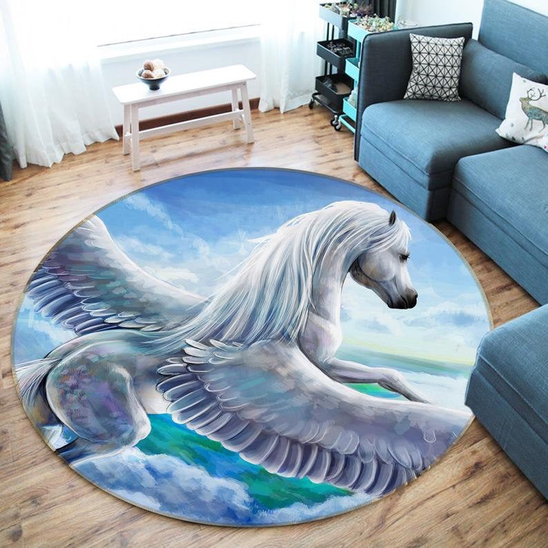 

Круглый ковер для гостиной, спальни, фиолетовый, обивка с единорогом, ковер с принтом, круглый ковер, домашний декор, напольные коврики 40cm
