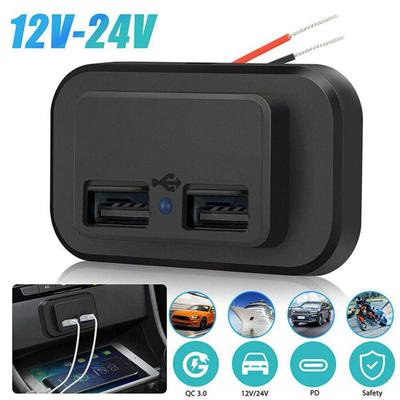 Duální USB 12V panelová nabíječka do auta 4,8A 3,1A 12V/24V USB nabíječka zásuvka panelového napájecího adaptéru pro karavan Camper