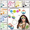 Bohemian Hippie Glasses, Sign Earrings and Necklace Set, Flower Headband for Women Festival Costume Accessories