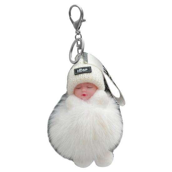 Brelocuri de Păpușă Pufoase Bebeluș Adormit Pălărie Tricotată Multicoloră Purtată Breloc pentru Bebeluș pentru Femei