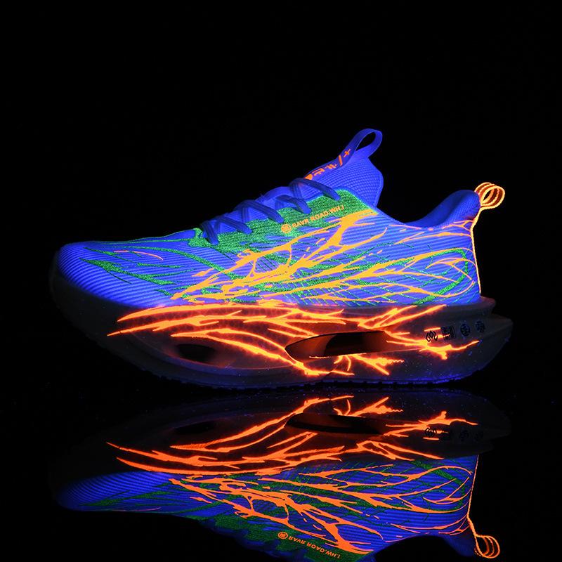 9PRO Leuchtende Carbonplatte Drehverschluss Laufschuhe für Jungen und Mädchen Atmungsaktive Kinder Freizeit Sport Laufschuhe