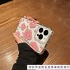 Pink flower for apple 14promax mobile phone case 13/12/11 xsmax new airbag transparent