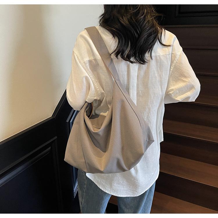 Canvas bag women's large-capacity new summer versatile simple shoulder bag casual college student tote bag