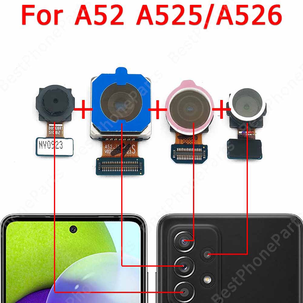 Front Back Camera For Samsung Galaxy A52 A525 A526 Rear Backside Selfie Frontal Facing Camera Module Flex Spare Parts