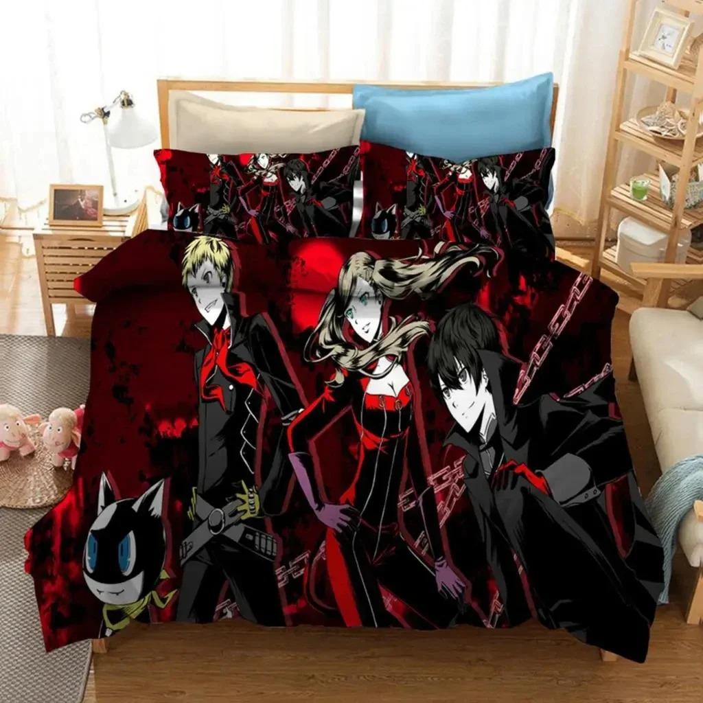 

Аниме Игра Persona 5 Strikers Комплект Постельного Белья Мальчики Девочки Полуторный Двуспальный Размер Пододеяльник Наволочка Кровать Дети Взрослые Домашний Текстиль EU Single 135x200cm