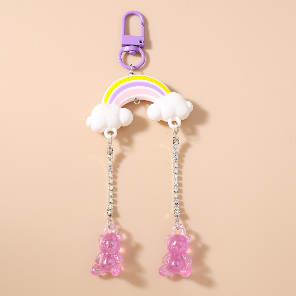 

Cute Cloud Rainbow Keychain Women Girls Crocheted Animal Pig Bee Key Ring Pendant for Handbag Decor DIY Key Chain Jewelry Gift
