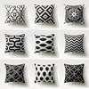 Black and White Geometric Pattern Printed Polyester Cushion Cover for Home Living Room Sofa Decorative Pillowcase