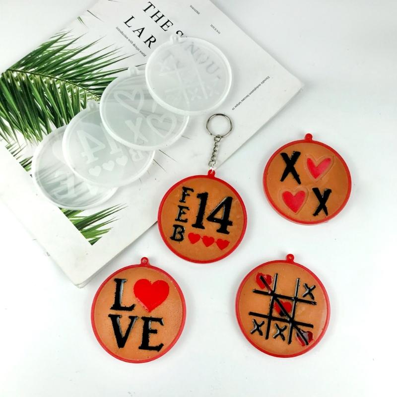 Various Symbols Keychain Silicone Mold with Hole Keyring Pendant Handmade Mold Valentine's Day Birthday Gift Jewelry