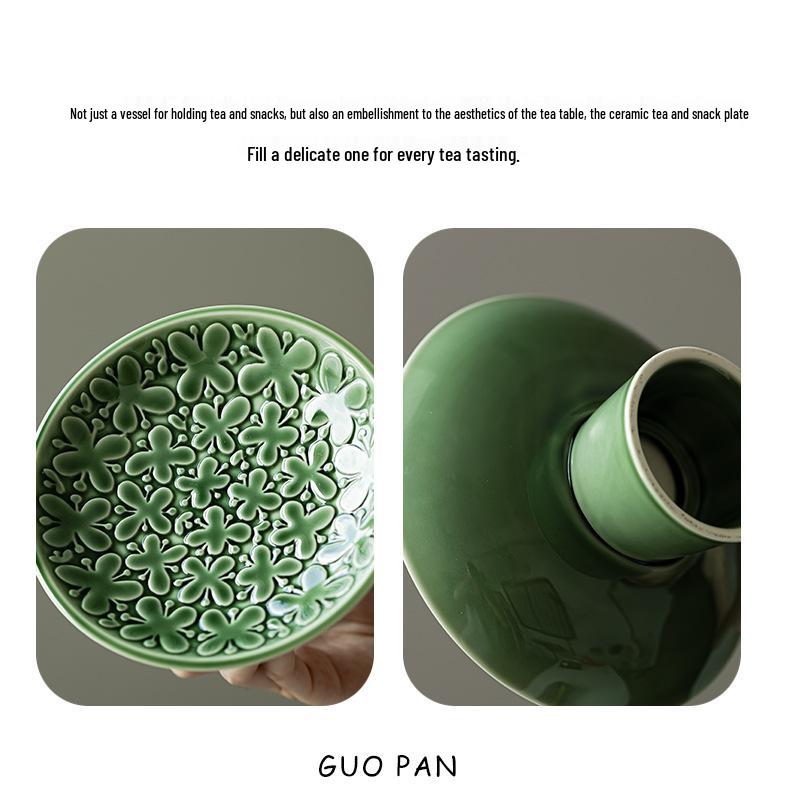 Elegant Ceramic Fruit & Dessert Plate with High Base – Luxurious Tableware for Cold Dishes